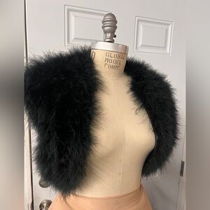 Betsey Johnson Black real Fur feathers vest